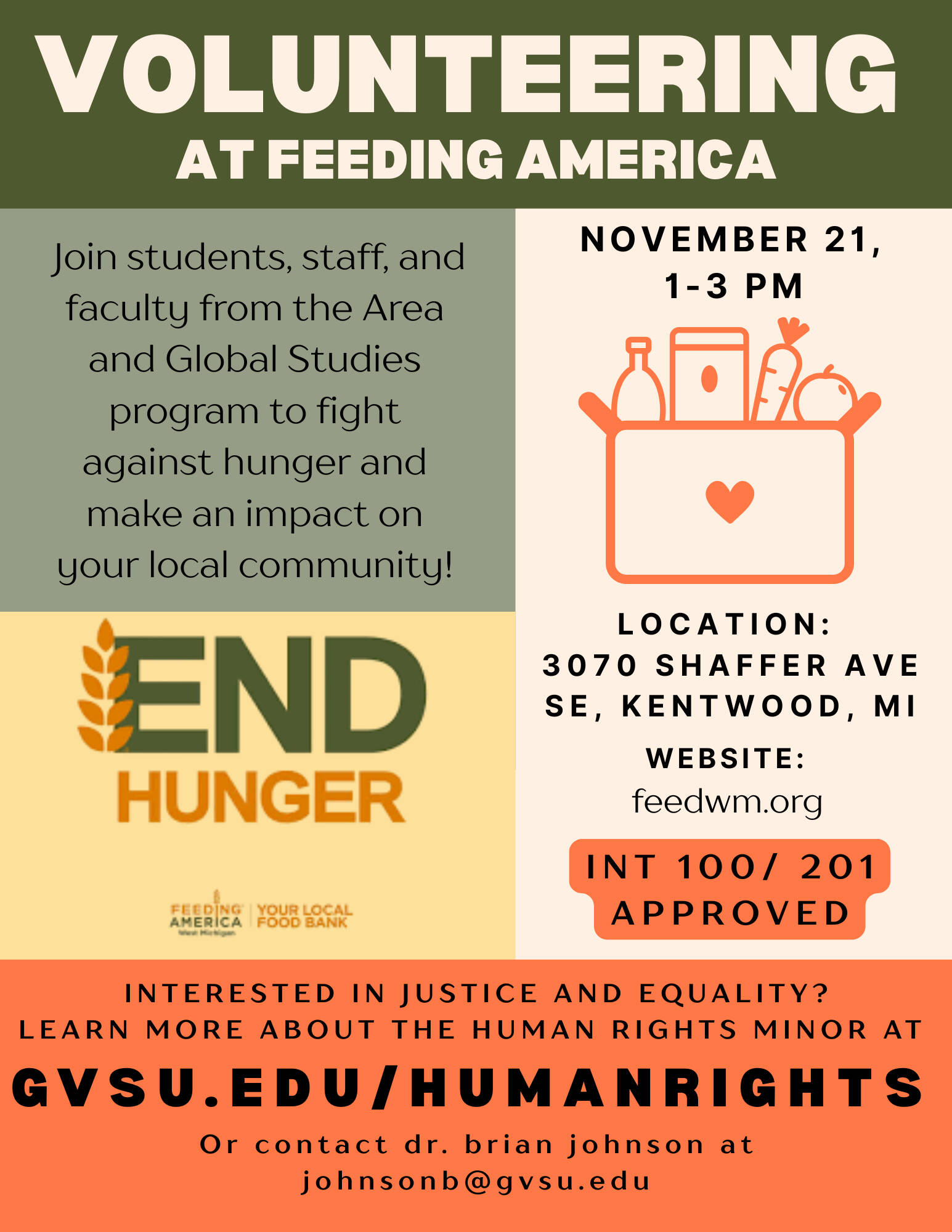 Volunteering at Feeding America flyer